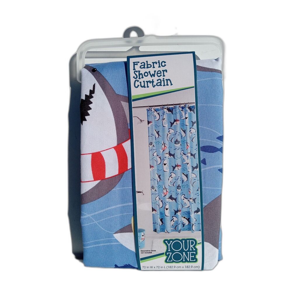 Your Zone Fabric Shower Curtain, Shark Design